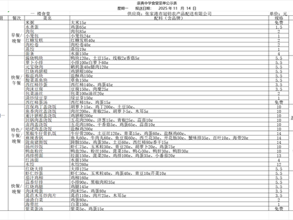 崇真中学2025-2026学年第一学期食堂菜谱（11.24-11.30）