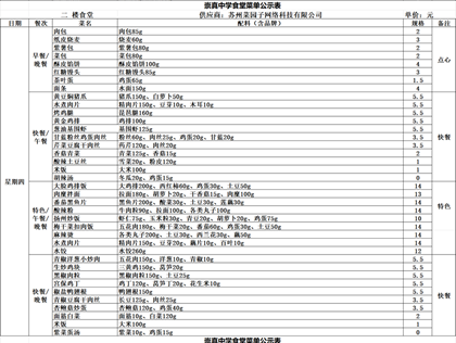 崇真中学2025-2026学年第一学期食堂食谱（1.19-1.25）